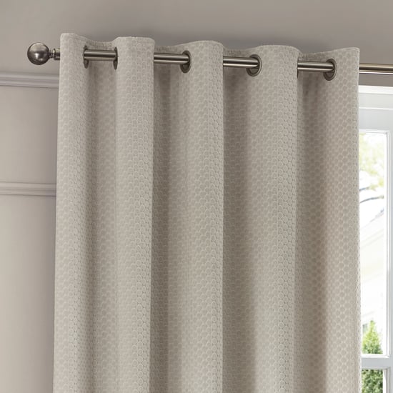Paoletti Neptune Fully Lined Velvet Eyelet Curtain Pair, Ivory - Image 3