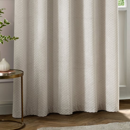 Paoletti Neptune Fully Lined Velvet Eyelet Curtain Pair, Ivory - Image 4