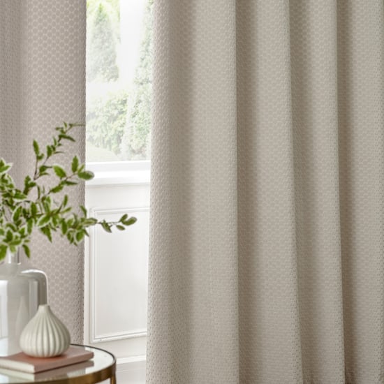Paoletti Neptune Fully Lined Velvet Eyelet Curtain Pair, Ivory - Image 5