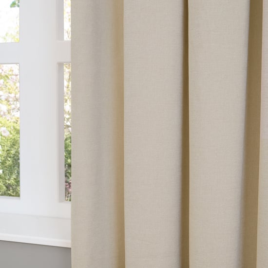 Furn Soft Chenille Blackout Pencil Pleat Curtain Pair, Ecru - Image 4