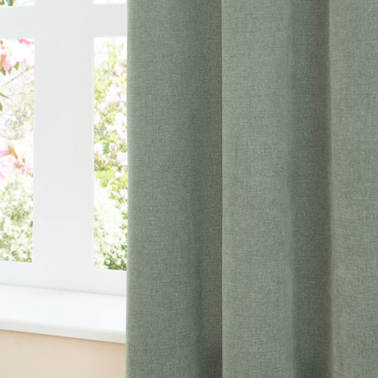 Furn Soft Chenille Blackout Eyelet Curtain Pair, Green - Image 4