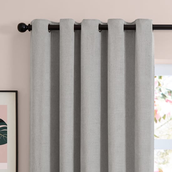 Furn Soft Chenille Blackout Eyelet Curtain Pair, Silver - Image 6