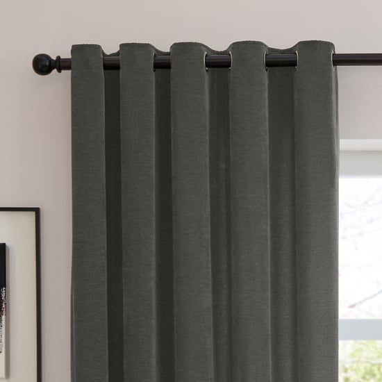 Furn Soft Chenille Blackout Eyelet Curtain Pair, Charcoal - Image 6