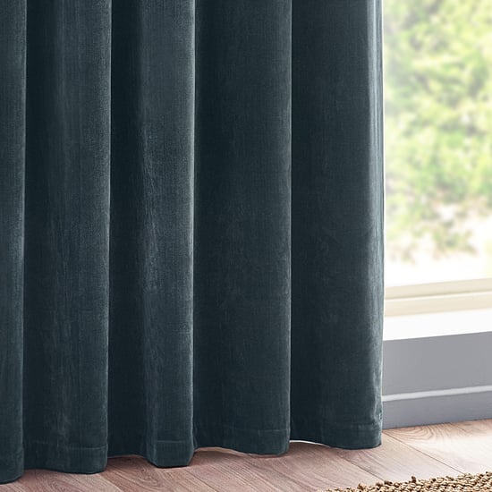 Yard Heavy Chenille Fully Lined Eyelet Curtain Pair, Marine - Image 4