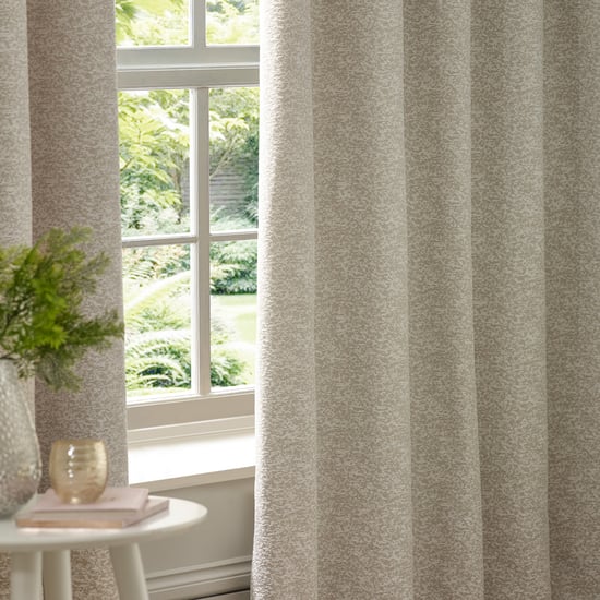 Paoletti Galaxy Fully Lined Chenille Eyelet Curtain Pair, Ivory - Image 4