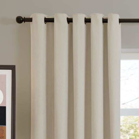 Furn Soft Chenille Blackout Eyelet Curtain Pair, Ecru - Image 6