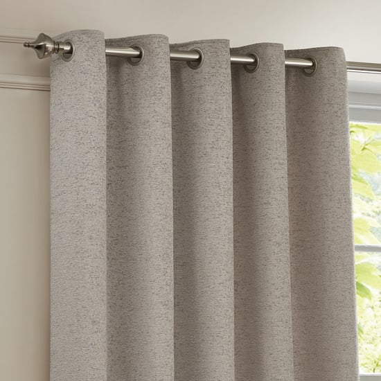 Paoletti Galaxy Fully Lined Chenille Eyelet Curtain Pair, Silver - Image 2