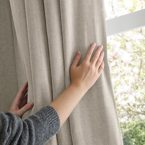 Furn Soft Chenille Blackout Pencil Pleat Curtain Pair, Natural - Image 5