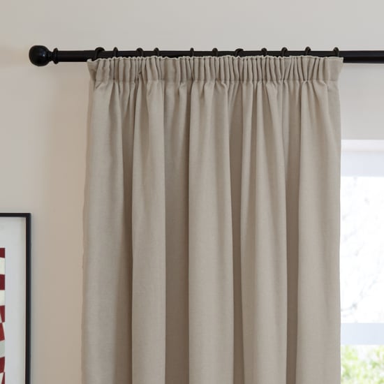 Furn Soft Chenille Blackout Pencil Pleat Curtain Pair, Natural - Image 6