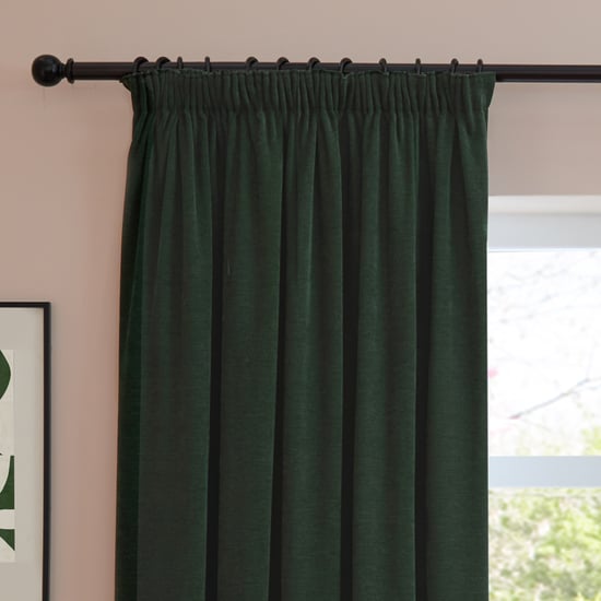 Furn Soft Chenille Blackout Pencil Pleat Curtain Pair, Bottle - Image 6