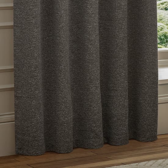 Paoletti Galaxy Fully Lined Chenille Eyelet Curtain Pair, Charcoal - Image 3