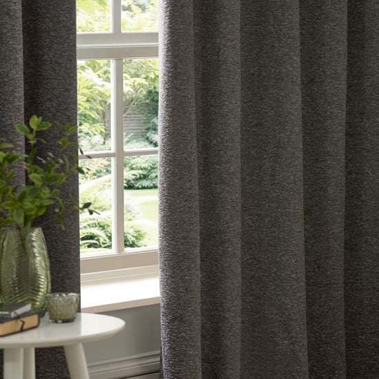 Paoletti Galaxy Fully Lined Chenille Eyelet Curtain Pair, Charcoal - Image 4
