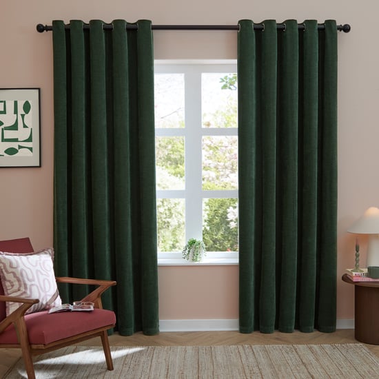 Furn Soft Chenille Blackout Eyelet Curtain Pair, Bottle - Image 2