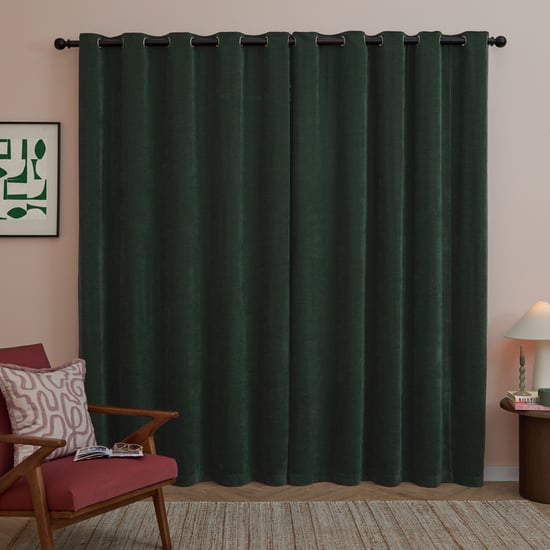 Furn Soft Chenille Blackout Eyelet Curtain Pair, Bottle - Image 3