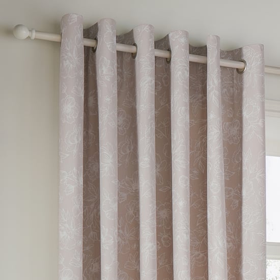 Wylder Bella Floral Lined Eyelet Curtain Pair, Natural - Image 2