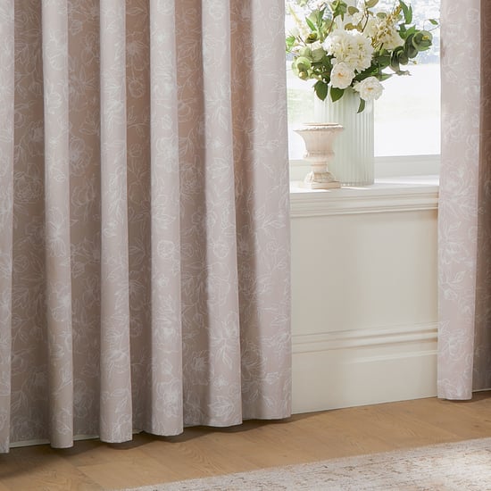 Wylder Bella Floral Lined Eyelet Curtain Pair, Natural - Image 3
