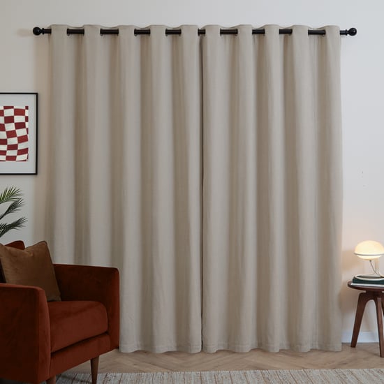 Furn Soft Chenille Blackout Eyelet Curtain Pair, Natural - Image 3