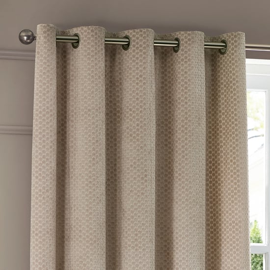 Paoletti Neptune Fully Lined Velvet Eyelet Curtain Pair, Champagne - Image 3