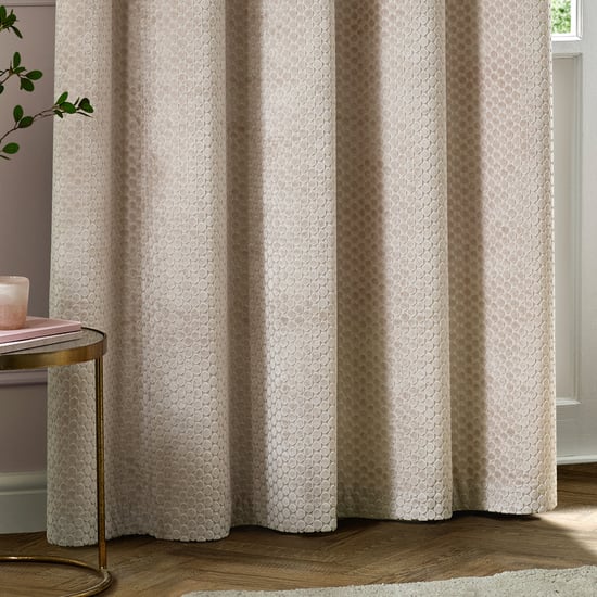 Paoletti Neptune Fully Lined Velvet Eyelet Curtain Pair, Champagne - Image 4