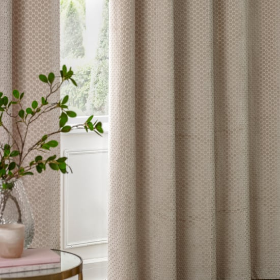 Paoletti Neptune Fully Lined Velvet Eyelet Curtain Pair, Champagne - Image 5