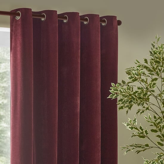 Yard Heavy Chenille Fully Lined Eyelet Curtain Pair, Beetroot - Image 2