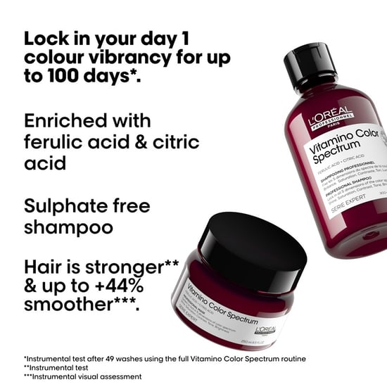 L'oréal Professionnel Vitamino Color Spectrum Shampoo 300ml, Rinse Off Hair Mask 250ml And Glass Shine Serum 50ml Pack - Image 6