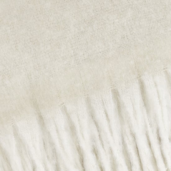 Furn Cozy Woven Tasselled Throw, Ecru - Image 4