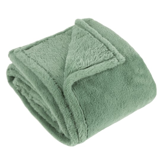 Furn Kallu Double-Sided Faux-Fur Throw, Frost Green - Image 2