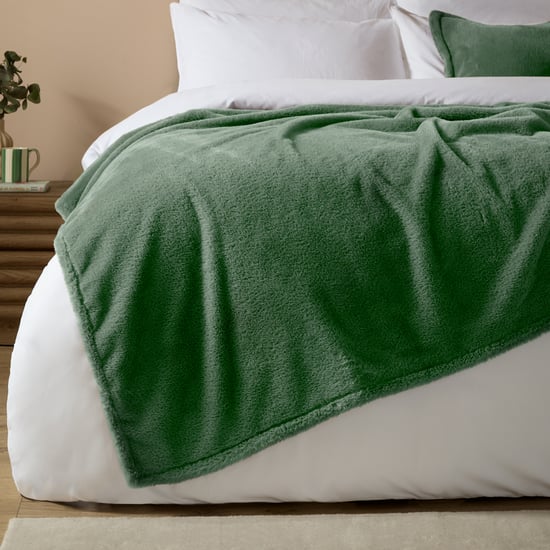 Furn Kallu Double-Sided Faux-Fur Throw, Frost Green - Image 3