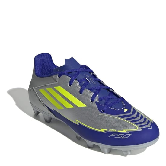 Men's adidas F50 Club Firm Ground Football Boots in Silver/Blue - Image 3