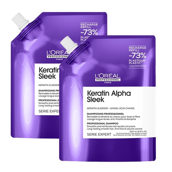 L'oréal Professionnel Keratin Alpha Sleek Shampoo Anti-frizz & Smoothing Refill Pack 500ml - Image 1