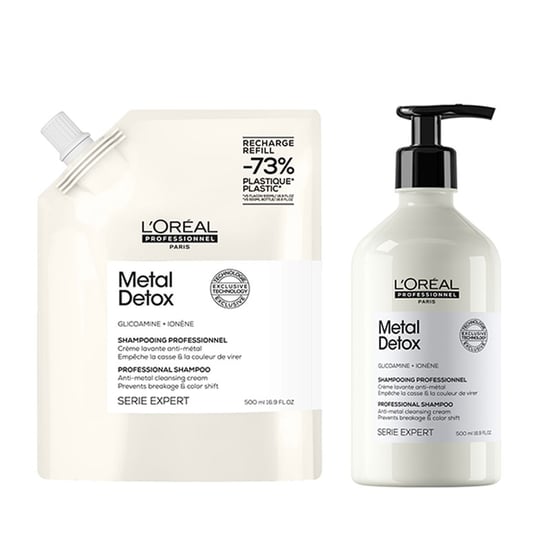L'oréal Professionnel Metal Detox Shampoo 500ml & Refill Pack 500ml Duo - Image 1