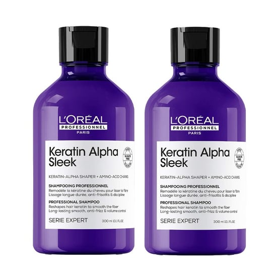 L'oréal Professionnel Keratin Alpha Sleek Shampoo- 2 Week* Anti-frizz & Smoothing, Sulphate Free 300ml - Image 1