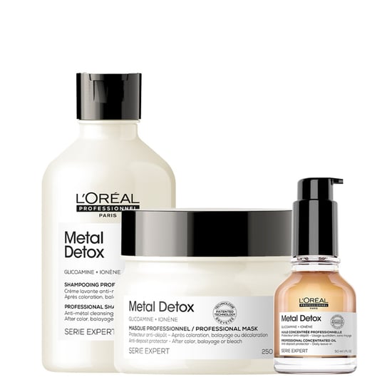 L'oréal Professionnel Serie Expert Metal Detox Shampoo 300ml, Metal Detox Mask 250ml & Metal Detox Anti-deposit Protector Concentrated Oil 50ml Pack - Image 1