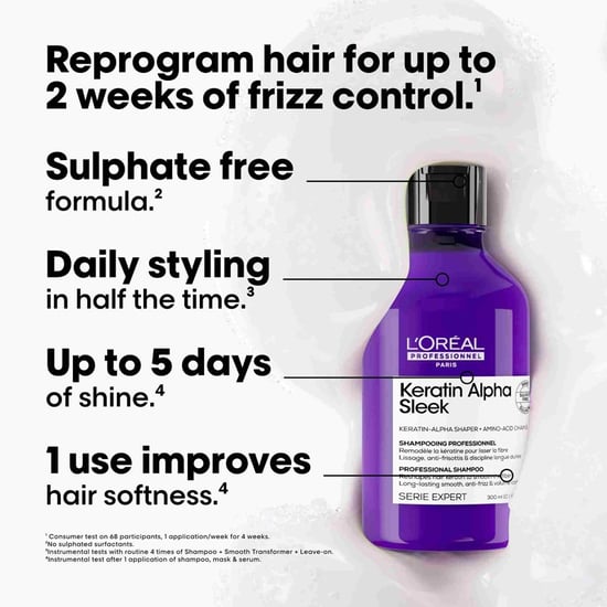 L'oréal Professionnel Pack Keratin Alpha Sleek Shampoo, Hair Mask & Hair Serum Bundle - Antifrizz, 300ml, 250ml, 50ml - Image 6