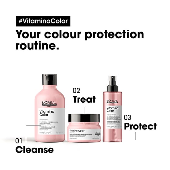 L'oréal Professionnel Serie Expert Vitamino Color Shampoo 300ml, Conditioner 200ml And Mask 250ml Pack - Image 5