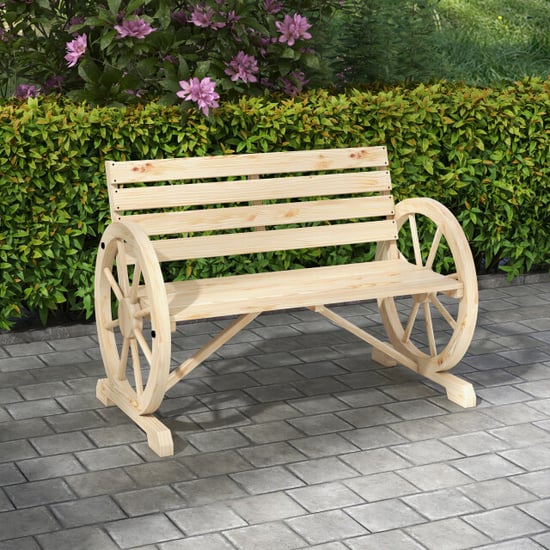 4goodz Tuinbank met armleuning wagenwielen design massief hout licht - Image 2
