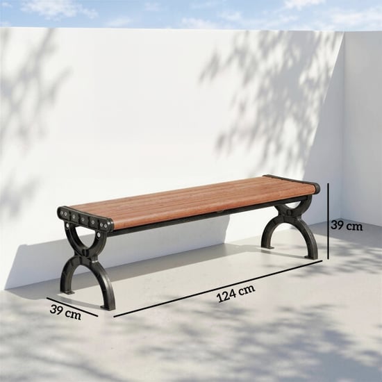4goodz 2-zits buitenbank met metalen frame en lattenzitting - Image 3