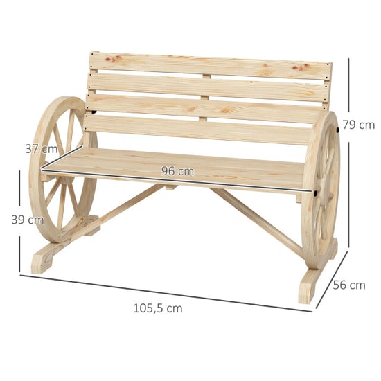 4goodz Tuinbank met armleuning wagenwielen design massief hout licht - Image 3