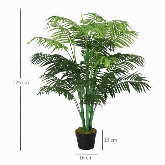 4goodz Kunstpalm 125cm groot kunstplant met 18 palmbladeren in pot - Image 5