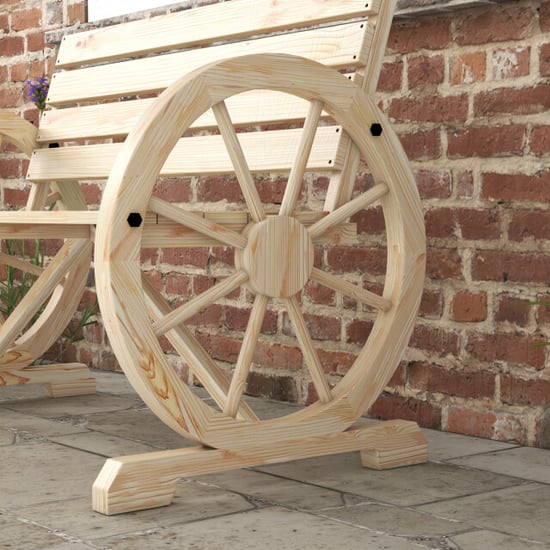 4goodz Tuinbank met armleuning wagenwielen design massief hout licht - Image 5