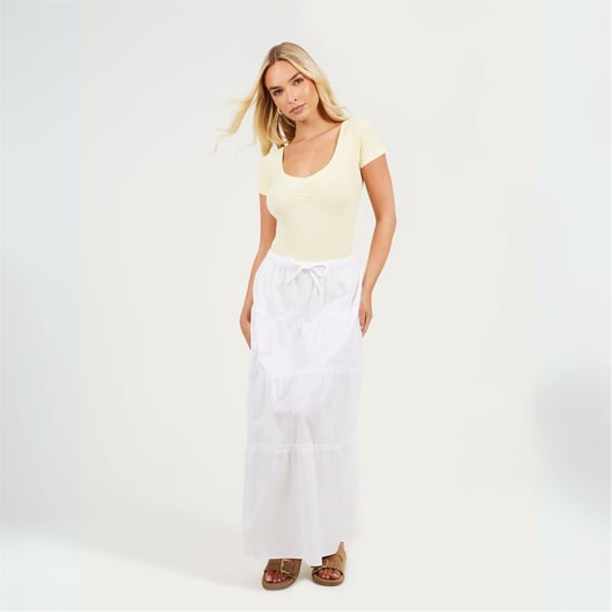 Women's Brave Soul Shirt Bodysuit With Gathered Detail in Lemonade - Image 4