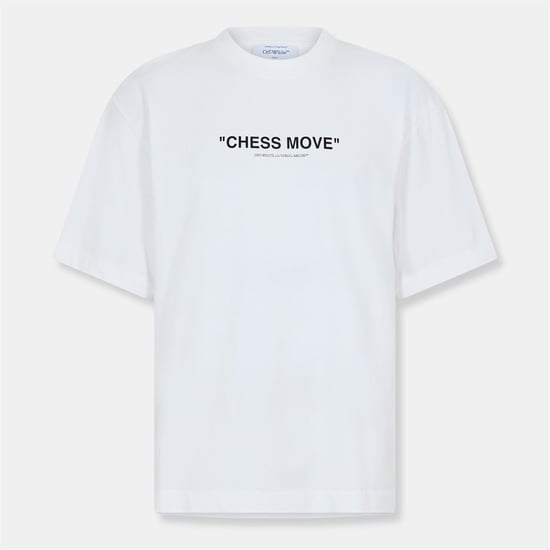 Men's Off White Regular Fit Lettering Crew Neck T-Shirt in White/Black - Image 1