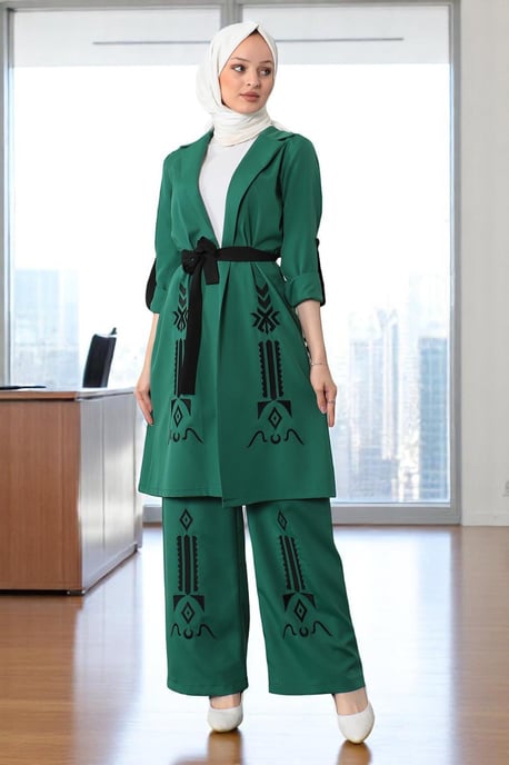 Embroidered Detailed Suit Emerald - Image 2