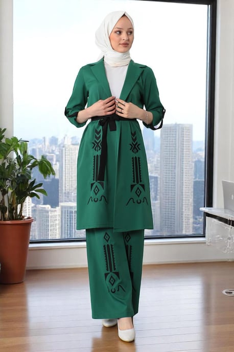 Embroidered Detailed Suit Emerald - Image 3