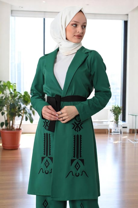 Embroidered Detailed Suit Emerald - Image 5