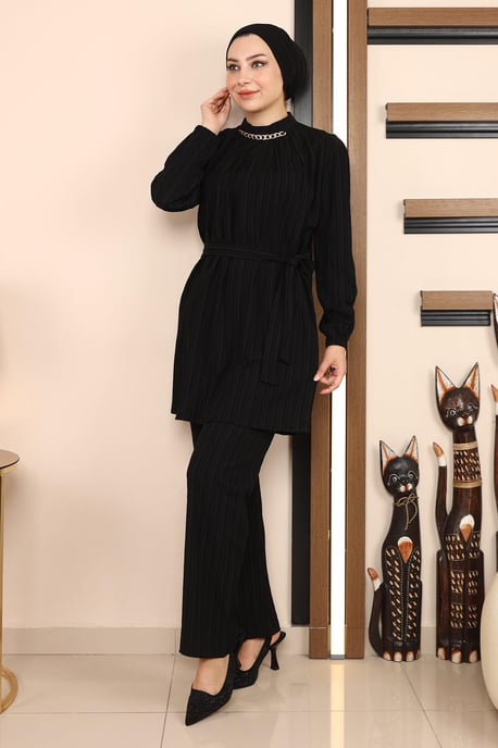 Chain Detailed Suit Black - Image 2