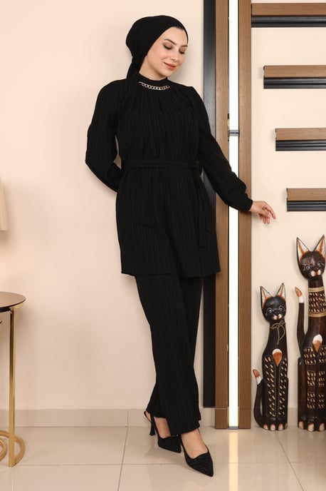 Chain Detailed Suit Black - Image 3