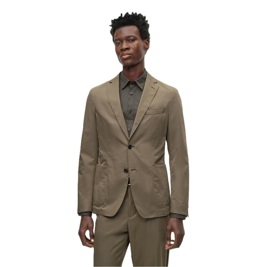 Men's Boss Solid Patterned Lapel Collared Full Suit in Green - Image 2