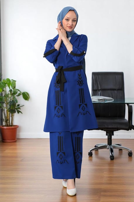 Embroidered Detailed Suit Indigo - Image 2